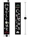 Black Christmas porch banner set with Welcome and Merry Christmas text 12.6x71 inches - Black Welcome Style(MC15)
