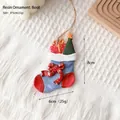 Christmas boot resin pendant with gold ribbon and rope, holiday decor 8cm high - Multicolor Christmas Boot