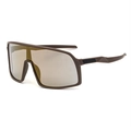 Outdoor sports cycling sunglasses with dark brown frame and silver mirrored lenses - Matte Coffee