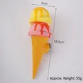 Cône de glace artificiel réaliste à double boule jaune et rose avec décor de sirop - Jaune
