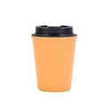 Tazza da caffè portatile in paglia di grano arancione con coperchio nero auto - Giallo