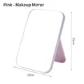 Pink foldable makeup mirror with plastic frame and adjustable stand, 15cm x 10cm - Portable Pink