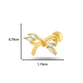 Golden bow-shaped cartilage stud earring with marquise-cut opal stones, size 1.19cm - 6# Gold