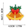 Patch brodé détaillé avec cloches dorées et nœud rouge, dimensions 4cm x 4,5cm - N° 6-Cloches de Noël