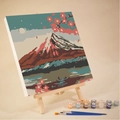 DIY paint by numbers kit featuring Mount Fuji cherry blossoms with canvas and paints - AVN01 Fuji Cherry Blossom
