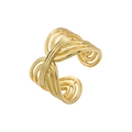 Macro detail of French vintage gold-plated layered ring with irregular fluid lines - Multi-layer Complex Wire Wrapped Style (VJ565 Gold)