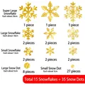 Golden Christmas snowflake and dot sticker set for window and wall holiday decoration - T404AB-Gold