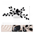 Détails du peigne à cheveux mariée fait main avec strass noirs et dimensions précises - Noir