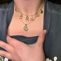 Collana doppia catena dorata stile bohémien con ciondoli a conchiglia e stella marina - Stile Oceano Doppio Strato Lettera R (L) / Oro