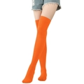 Chaussettes hautes orange vif au-dessus du genou en tricot de coton pour costumes - Orange Pur