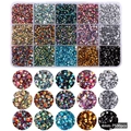 15-color 4mm flatback resin rhinestones set with 7500 pieces in a clear organizer box - BKHZ-018 (4mm-7500pcs)