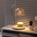 Amber glass petal candle warmer with white marble base and gold metal frame - Champagne Gold + White Marble Base / Knob Dimming / US Plug