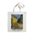 Canvas tote bag featuring Van Gogh's Cafe Terrace at Night art print in white - Café Terrace at Night