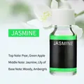Jasmine fragrance car air freshener refill in glass bottle with floral background - 10ml / Jasmine