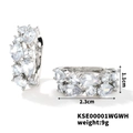 Elegant pear-cut cubic zirconia cluster earrings in silver finish with size and weight info - Silver Base White Rhinestone Style (KSE00001WGWH)