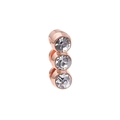 Vertical rose gold charm with three stacked sparkling crystals for beaded bracelets - Three Stone Vertical Style / Rectangular Hole 10*2mm / Rose Gold
