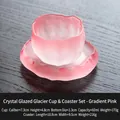 Tasse à thé en cristal rose givré avec sous-verre assorti et capacité de 60 ml - Dégradé Rose (Tasse + Tapis)