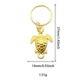 Detailed view of a gold turtle pendant with 37mm height and measurement indicators - Sea Turtle