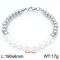 Bracciale con perle argentate e conchiglia, chiusura a moschettone 190x6mm - Bracciale Colore Acciaio (KB188171-Z)
