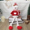 Kerst sneeuwpop knuffelpop met lange benen, rode hartjes trui en geruite muts decoratie - Sneeuwpop Hart Stijl