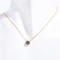 Goldene Edelstahlhalskette mit violettem Amethyst-Anhänger für Februar - Februar Violett / Gold