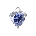 Silver claw-set heart pendant with violet-blue gemstone and 18K gold stainless steel loop - December Tanzanite (Steel Setting)