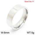 Minimalistischer 6mm Edelstahl-Ring in poliertem Silber-Finish, Größen 5 bis 11 - US 5 / Glatter Stahlfarben