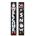 Black festive Christmas banners with Welcome and Let It Snow text and snowflakes - XS-04 Black Snowman Let It Snow