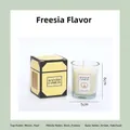 Vela aromática de fresia en vaso con caja de regalo amarilla, vela decorativa de 5x6cm - Freesia pequeña - Blanco