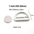 Silberner 1-Zoll-D-Ring aus Metall für Koffer mit 3,8 mm Drahtstärke und 38 mm Breite - 1.5 Zoll (Innen 38mm) / Silber