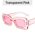 Retro transparent pink rectangular sunglasses with wide temples in jelly finish - Transparent Pink