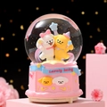 Pink carousel music box crystal ball with cute puppies and Lovely Baby inscription - 514-Pink/Hugging