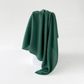 Deep green pleated square scarf in premium cotton-linen imitation with elegant drape - Green