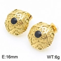 Orecchini a perno dorati da 16mm con motivi a sbalzo e inserti in pietre nere - Stile Rilievo Oro Vintage (KE113983-KFC) / Oro