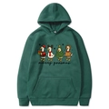 Dark green Merry Goosmas hoodie with cartoon duck Christmas print for couples - Dark Green