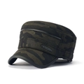 Gorra militar de invierno gruesa para hombre con estampado de camuflaje y placa lateral - Verde Militar