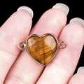 15mm heart-shaped tiger eye stone connector with rose gold plating for DIY jewelry - Tiger Eye Double Hole (Gold)