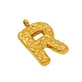 Textured gold-tone metal letter R pendant necklace with vintage hammered finish - Letter R - Gold Pendant