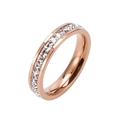 Macro shot of rose gold band featuring channel-set square sparkling zircons - Rose Gold Narrow Version