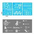 White Christmas window decals set with reindeer, snowflakes and trees 30x43cm - Set of 6 Sheets Static Stickers XC001ABC