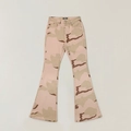 Detail of pink and khaki camouflage flared jeans with classic high-waisted denim texture - XS / Desert Camouflage