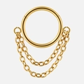 Golden stainless steel nose ring featuring a stylish double Cuban link chain design - Style 5 / 1.2x10mm / Gold