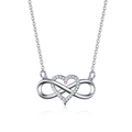 Silver infinity heart pendant necklace with shimmering zircon stones on a white background - Xl-83 [platinum Gold]
