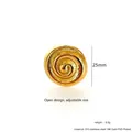 Bague spirale ajustable en acier inoxydable doré 18K, design large de 25 mm - Bague Spirale Ronde Dorée 25mm