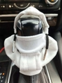 Mini white hoodie car gear shift cover made of soft fleece with black drawstrings - Classic White