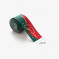 Christmas ribbon 2.5cm red green color with gold stamped greetings for gift wrapping - 2.5 Red & Green Gold Foil Split (6 Yards)