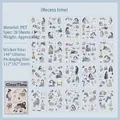 Hand-drawn girl theme PET stickers set for scrapbooking, includes 20 sheets of school life art - Class Time