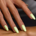 Short round press-on nails in neon lime green with a glossy finish for a sleek look - Glue Type / Light Neon Green Style (JP3352)