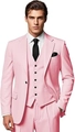 Detail of pink three-piece slim fit suit featuring a single-breasted jacket and vest - 2XS / Pink