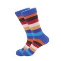 Detail shot of men's athletic crew socks featuring colorful stripes and knit texture - 42-46 / Blue Stripe